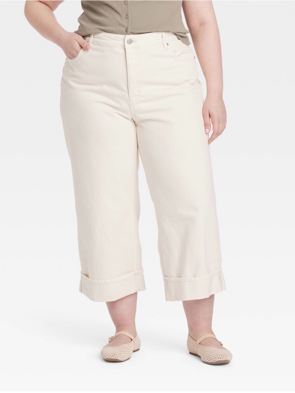 Universal Thread Highest Straight CuffedWhite Women's Jeans - 16